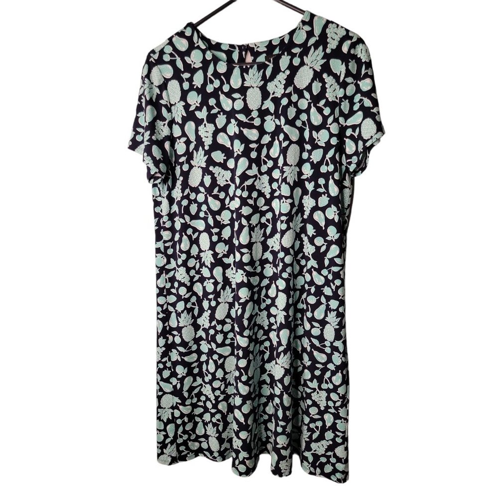 J. Jill Medium Dress Fruit Print Pineapple Grapes Art To Wear Shift